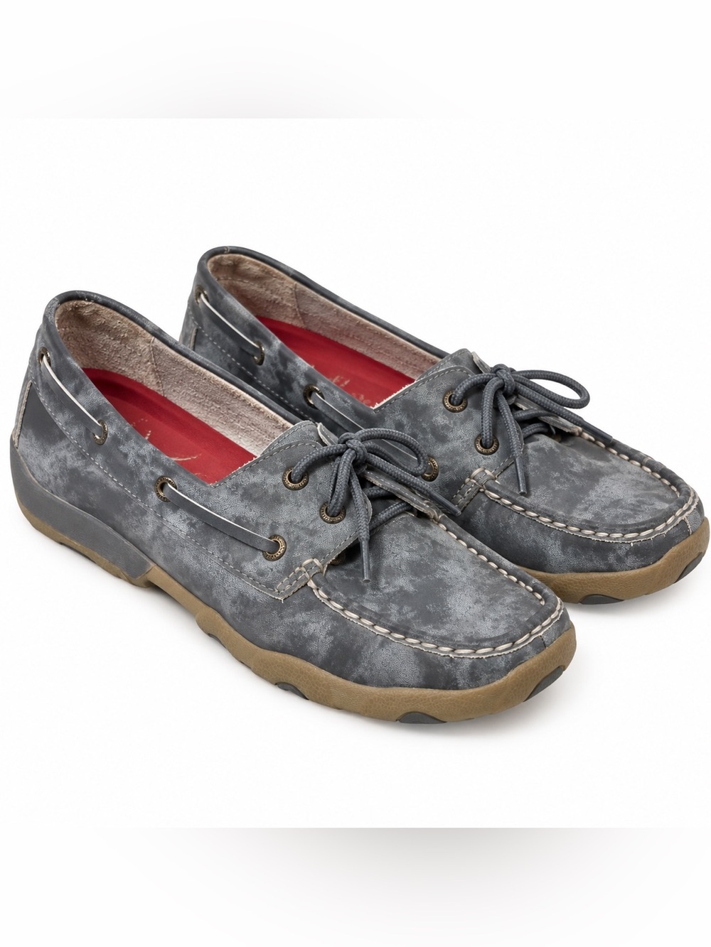 Twisted X Women’s Leather Boat Shoes Driving Moc Gray Size 8M WDM0077